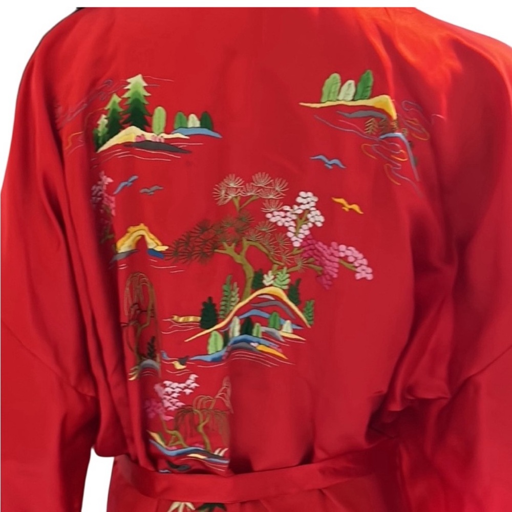 Vintage Golden Bee Silk Blend Kimono Robe with Beautiful Embroidery L